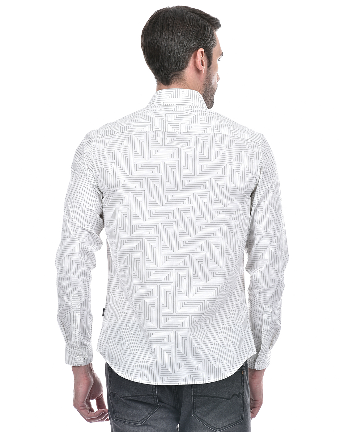 Numero Uno Men Abstract White Shirt